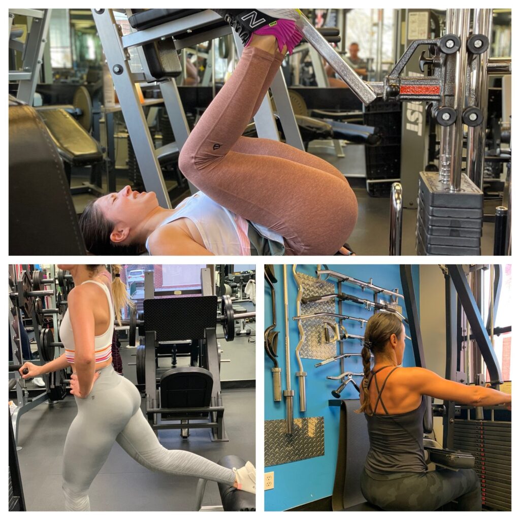 Strength-training exercise collage at VIP Fitness Center in Fort Lee, NJ.